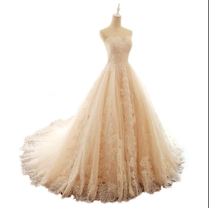 Sleeveless Sweetheart A-Line Lace Up Back Unique Design Wedding Dresses, Newest High Quality Custom Bridal Gown, WD0285