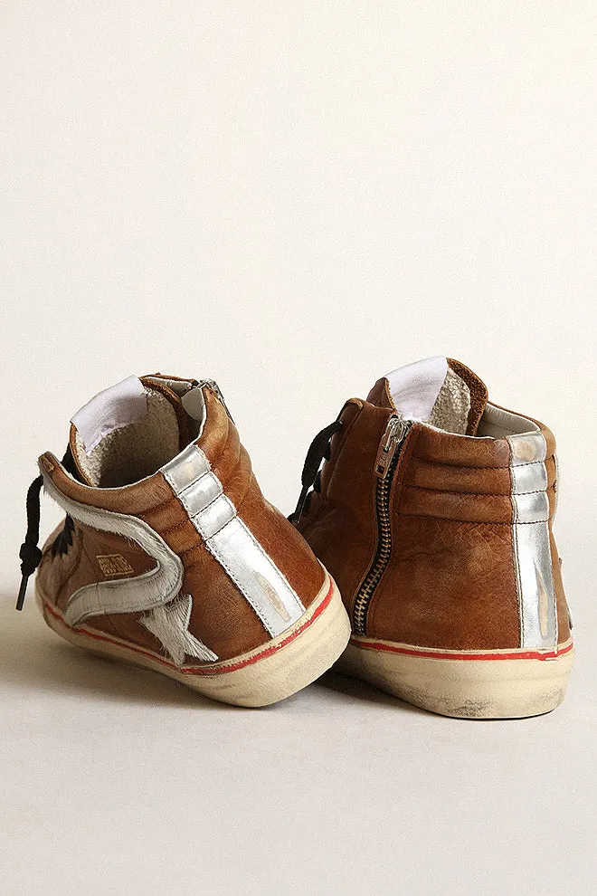 slide horsy star and wave laminated list line - cognac/white/ice