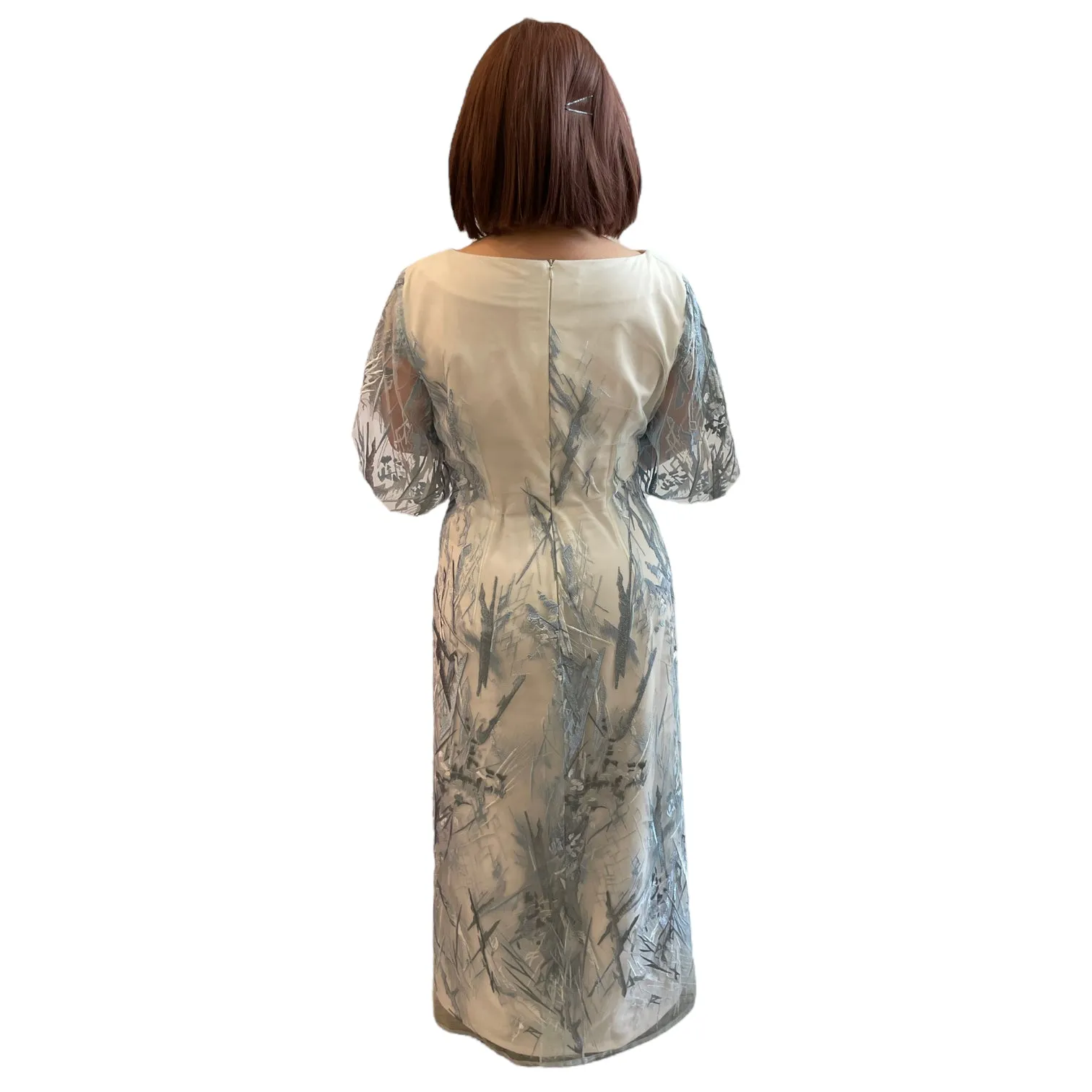 SLIVER - WHITE BLUE LACE CUSTOMIZABLE EVENING DRESS