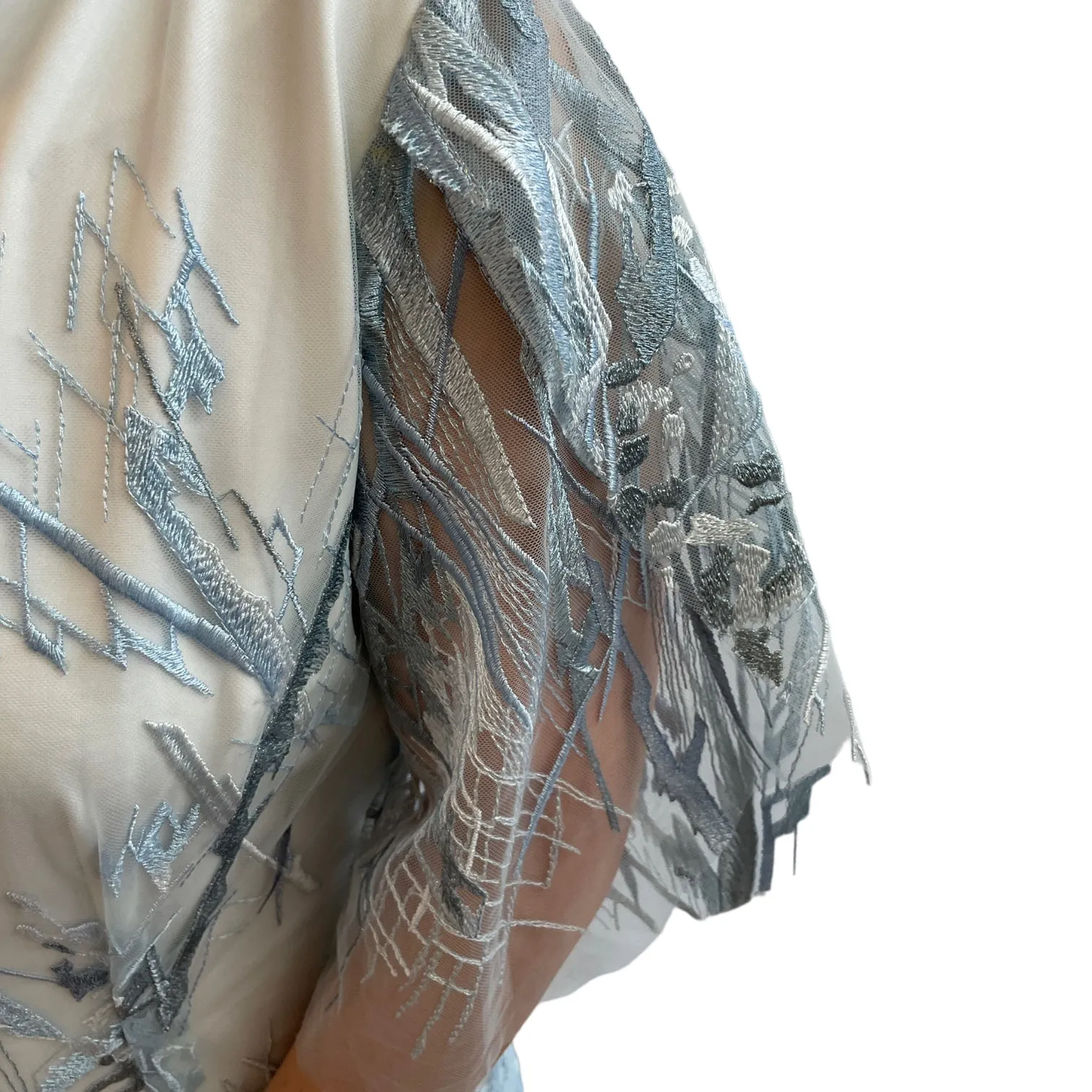 SLIVER - WHITE BLUE LACE CUSTOMIZABLE EVENING DRESS