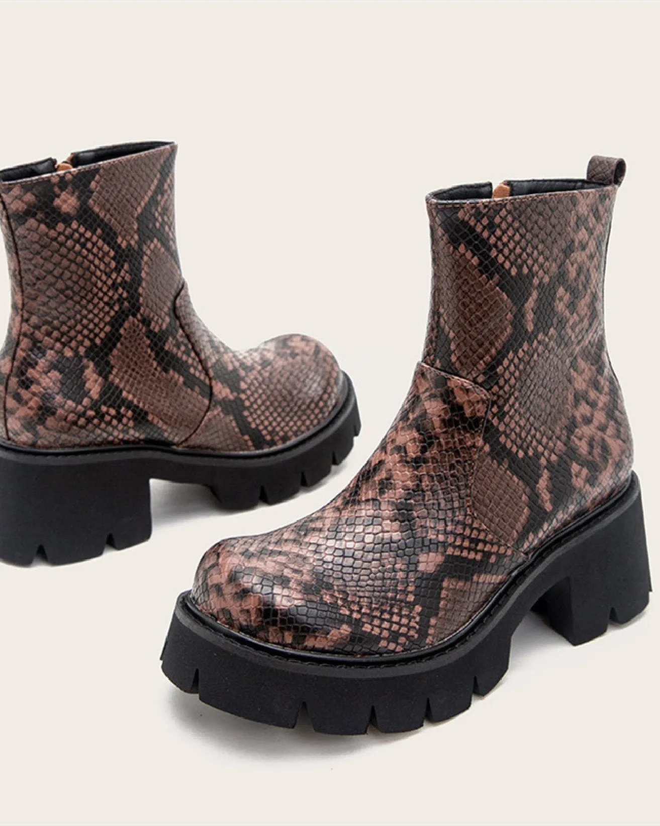 Snake Print Short Martin Boots