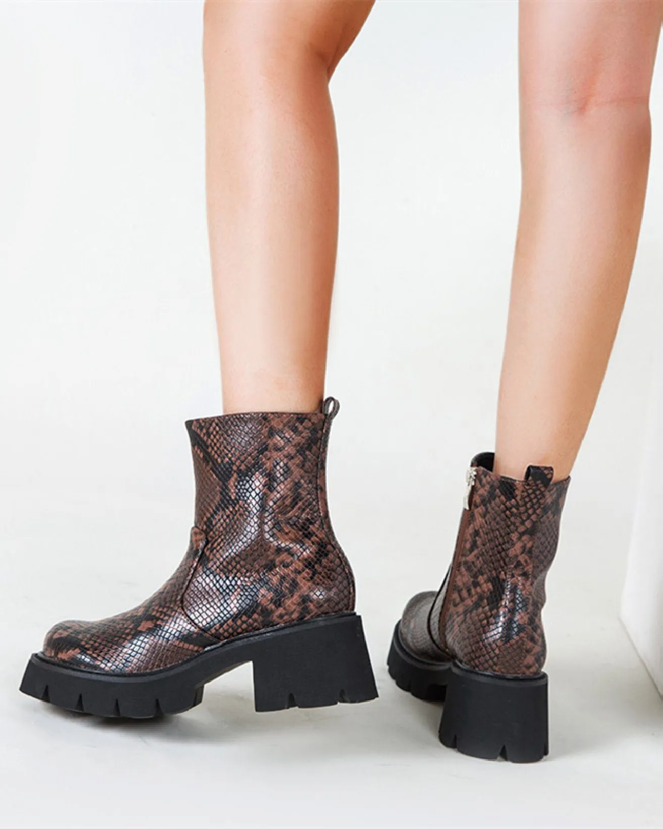 Snake Print Short Martin Boots