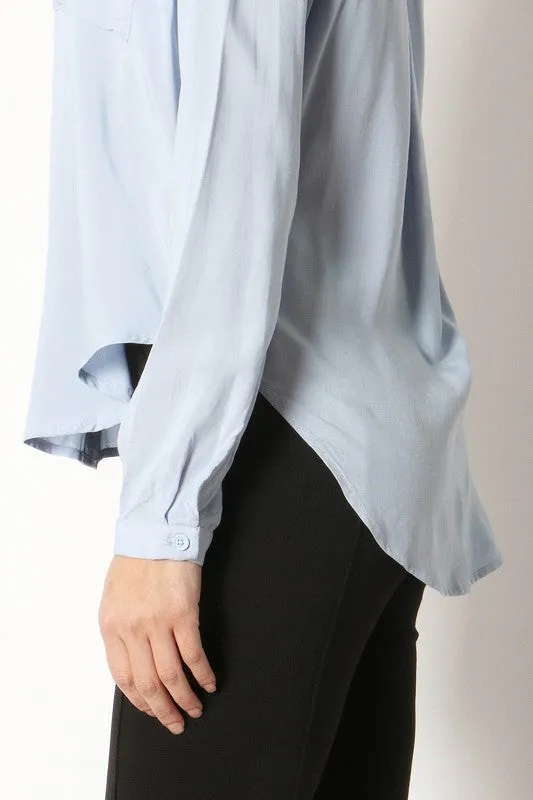 Soft Blue Button Up Blouse