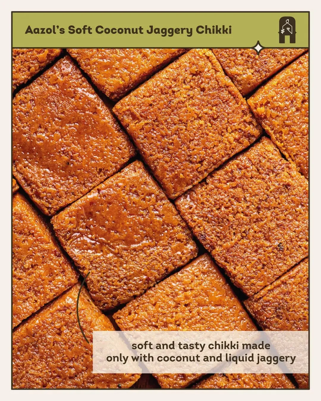 Soft Coconut Jaggery Chikki (10pcs/30pcs/60pcs)