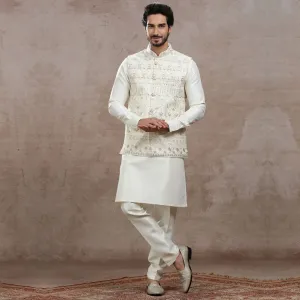 Soft Off-White  Alabaster Bandi Kurta Set
