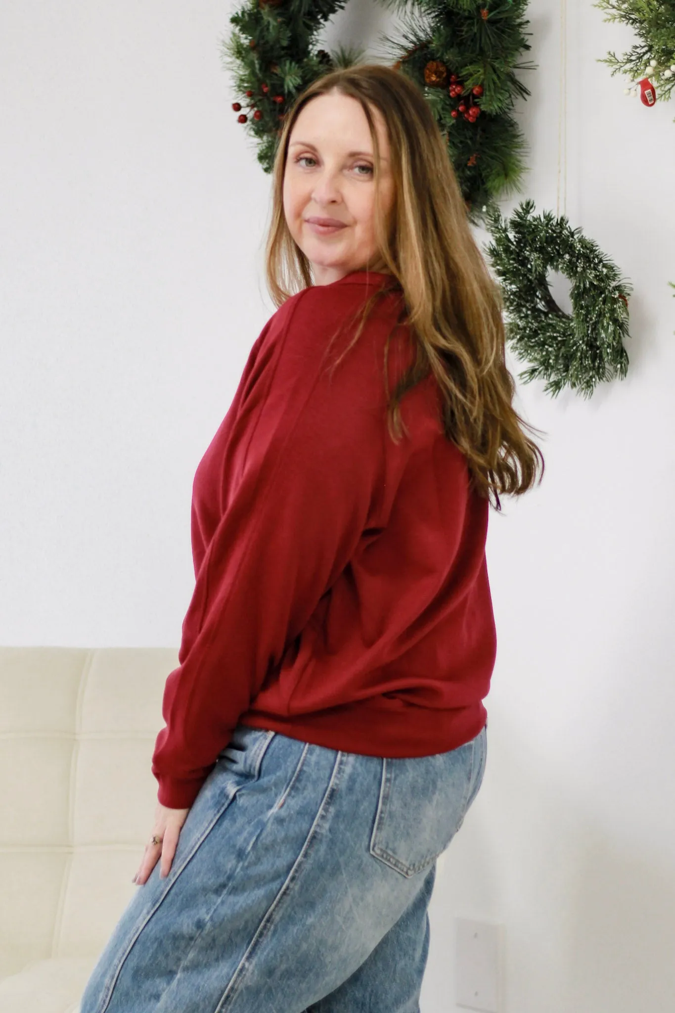 Soft Scuba Sweatshirt in Cabernet
