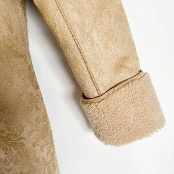 Soft Surroundings Misha long faux fur sheepskin shearling beige jacket overcoat