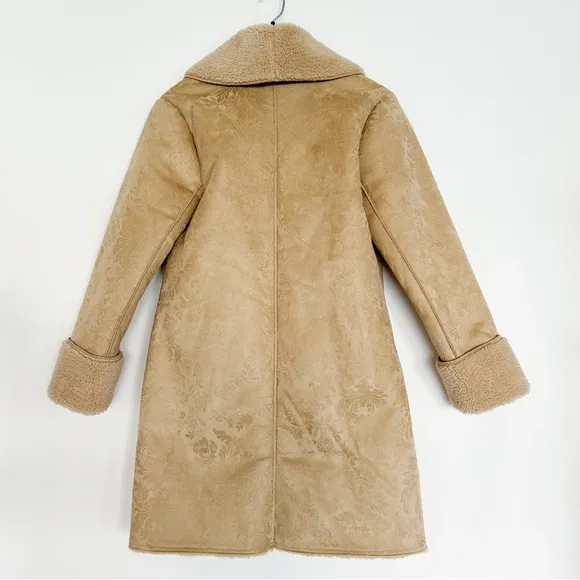 Soft Surroundings Misha long faux fur sheepskin shearling beige jacket overcoat