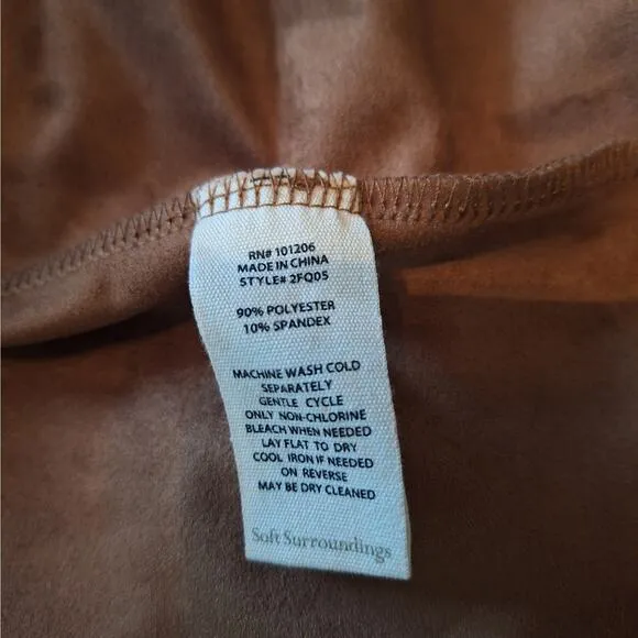Soft Surroundings Saddle Ivernness Faux Suede Skirt Size L