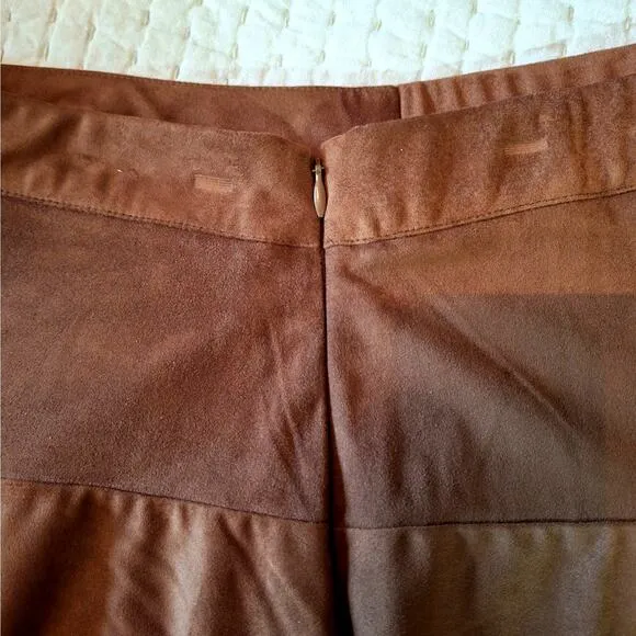 Soft Surroundings Saddle Ivernness Faux Suede Skirt Size L