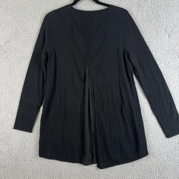 Soft Surroundings Sweater Women Small Black A-Line  Wool Blend Ribbed High Low