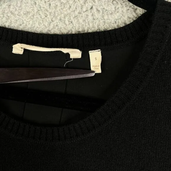 Soft Surroundings Sweater Women Small Black A-Line  Wool Blend Ribbed High Low