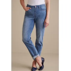 Soft Surroundings The Ultimate Denim Relaxed Straight Pull On Jeans - Size PM