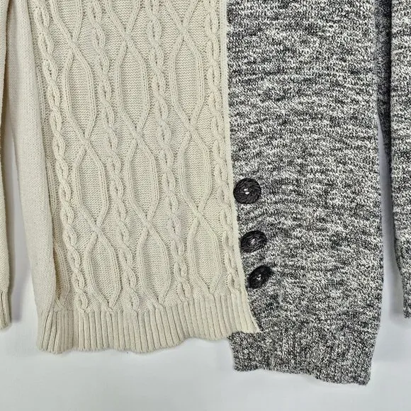 Soft Surroundings Womens Adieu Button Sweater S Cable Knit Color Block Classic