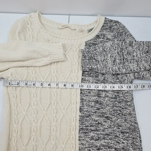 Soft Surroundings Womens Adieu Button Sweater S Cable Knit Color Block Classic