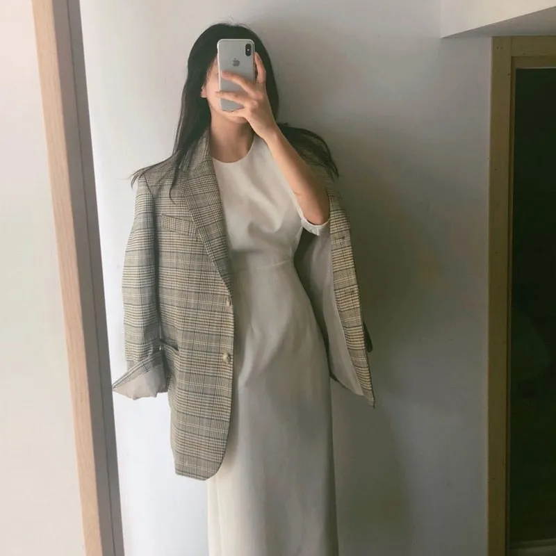 Solid Color Dress Women Slim Dress
