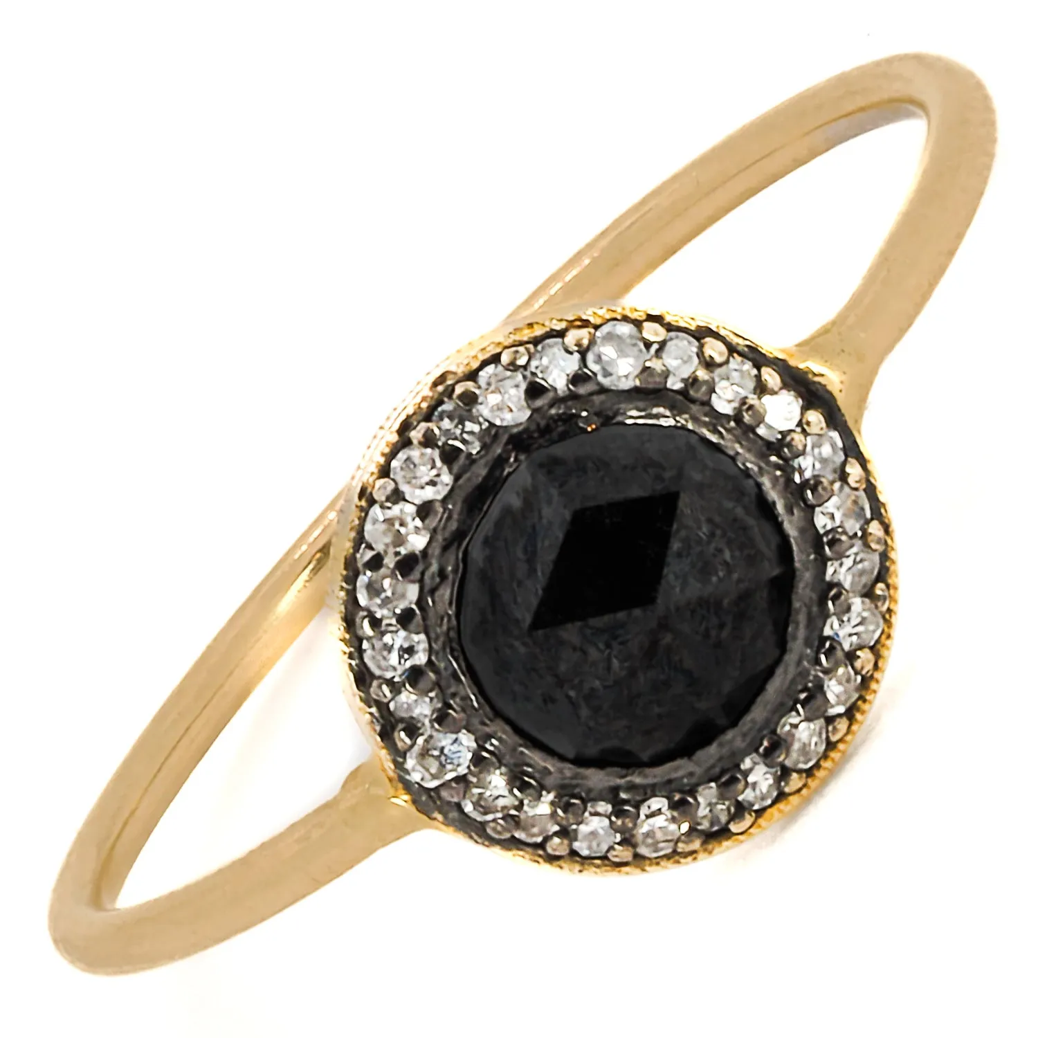 Solid Gold Band Black Diamonds Fine Ring