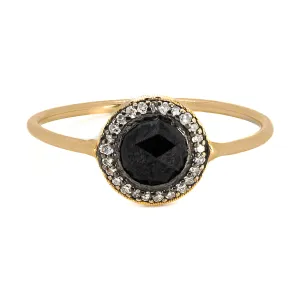 Solid Gold Band Black Diamonds Fine Ring