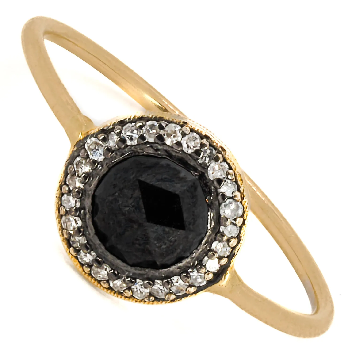 Solid Gold Band Black Diamonds Fine Ring