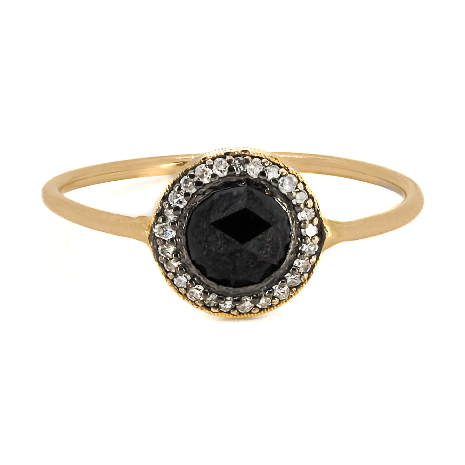 Solid Gold Band Black Diamonds Fine Ring