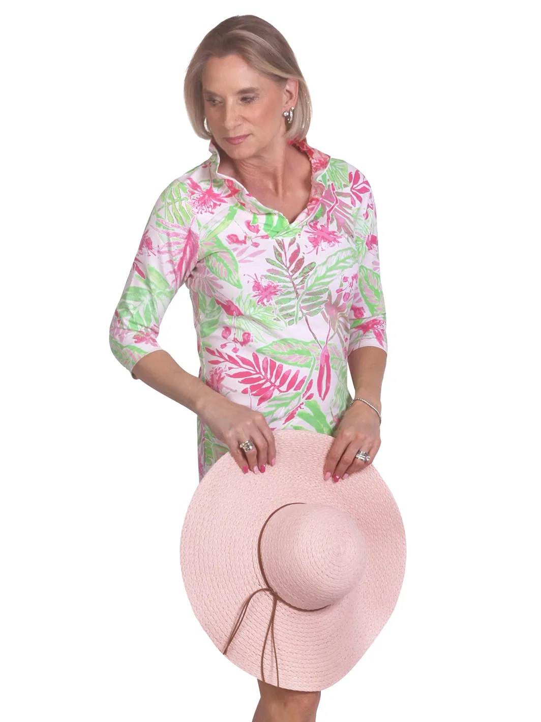 Sophia Ruffle Sheath Palm Daze