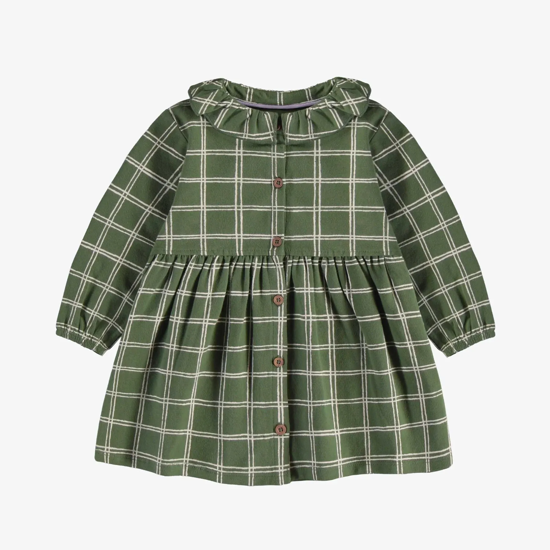 Souris Mini Baby Girls Plaid Dress in Jersey - Green