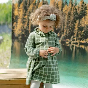 Souris Mini Baby Girls Plaid Dress in Jersey - Green