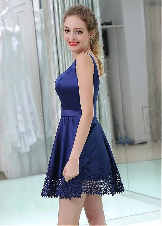 Spaghetti Straps Navy Cocktail Dresses