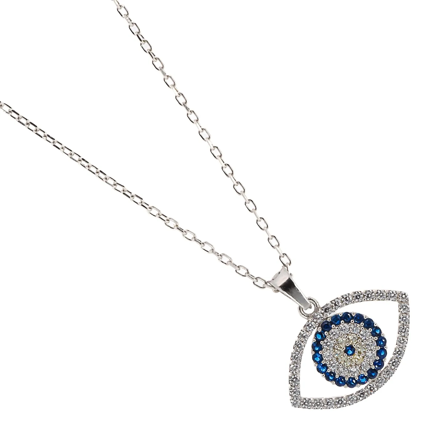 Sparkly Evil Eye Sterling Silver Necklace