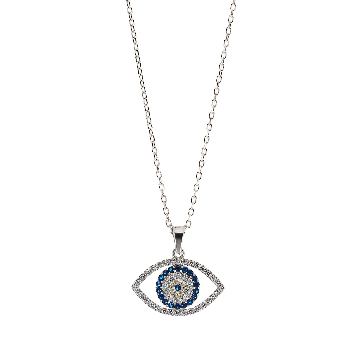 Sparkly Evil Eye Sterling Silver Necklace
