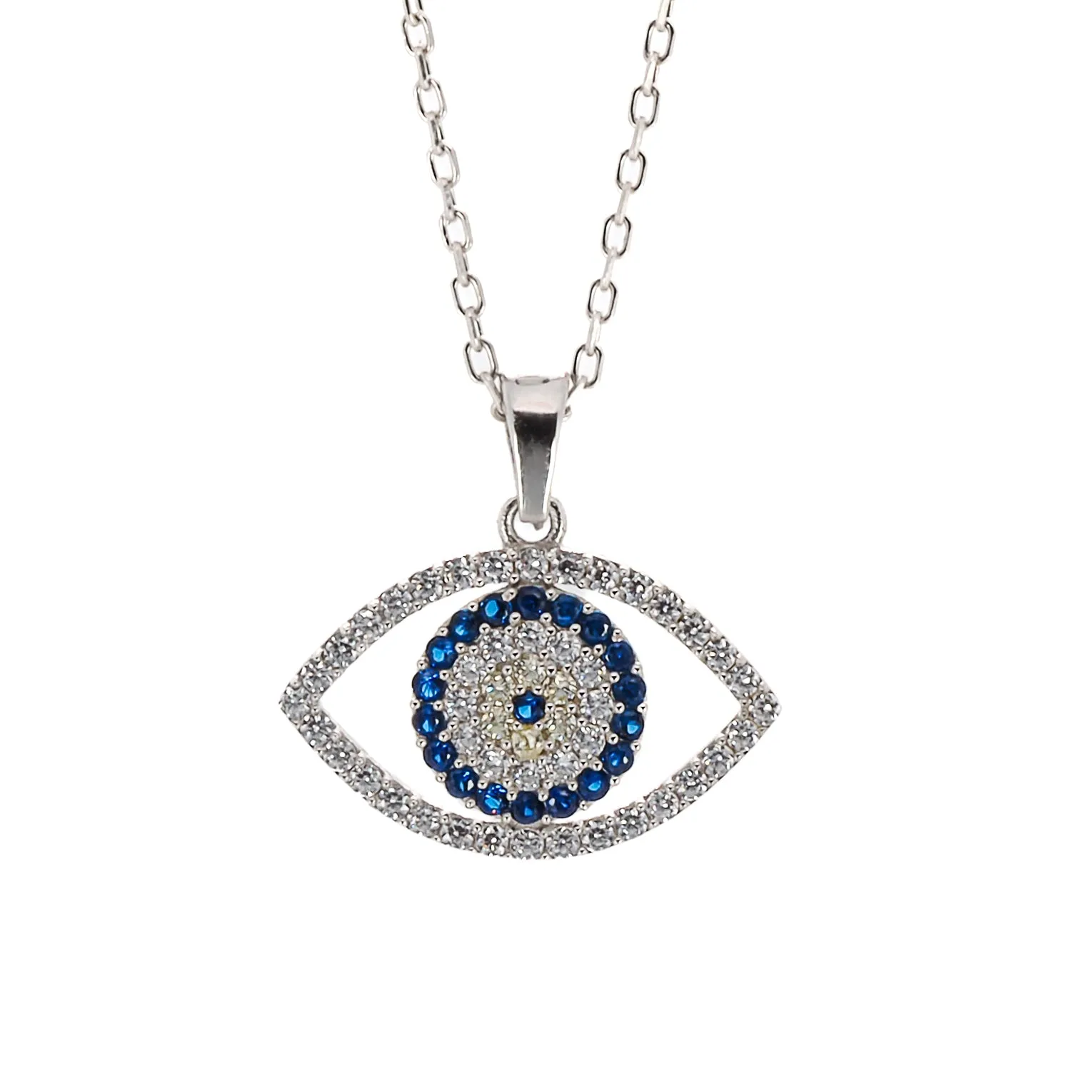 Sparkly Evil Eye Sterling Silver Necklace