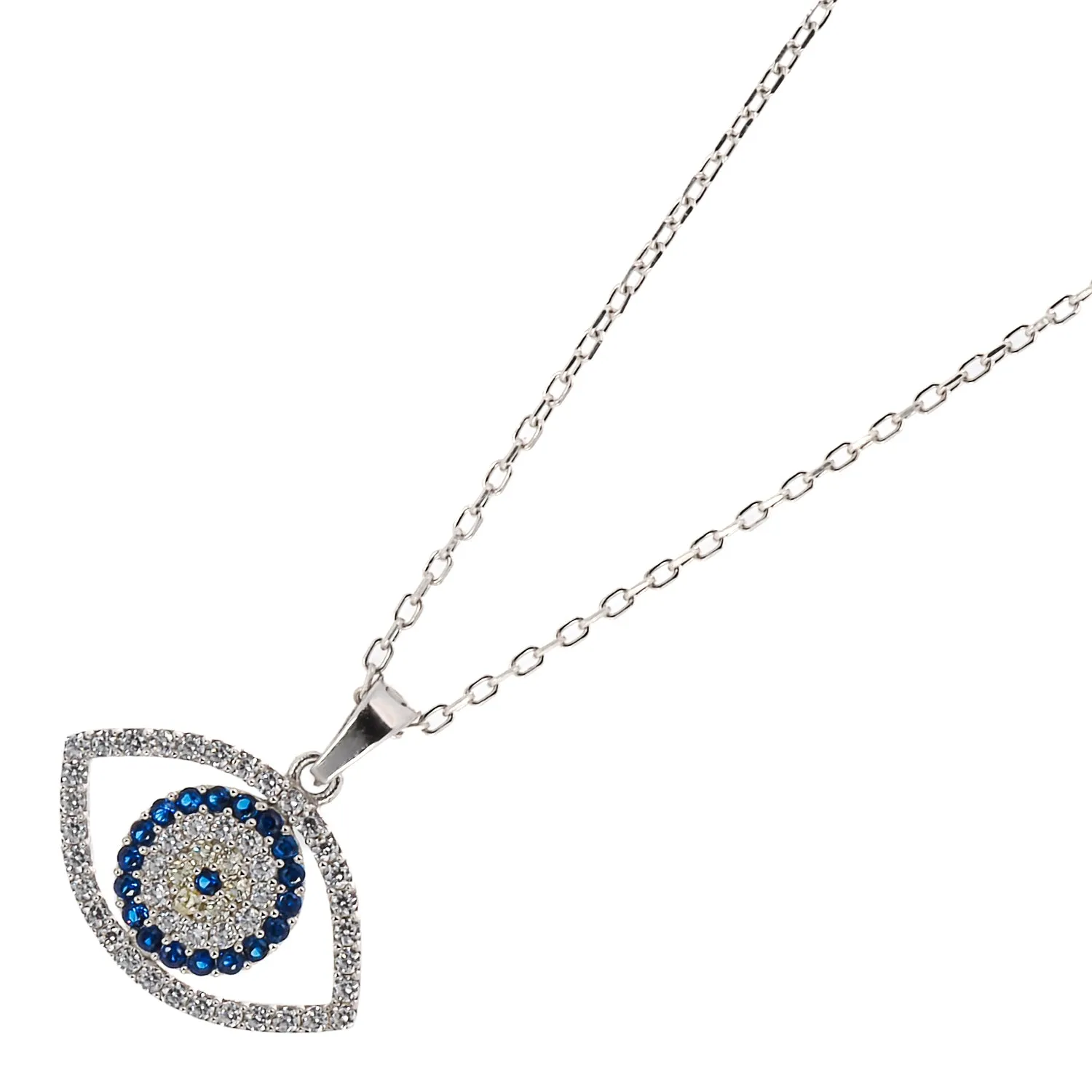 Sparkly Evil Eye Sterling Silver Necklace