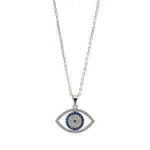 Sparkly Evil Eye Sterling Silver Necklace