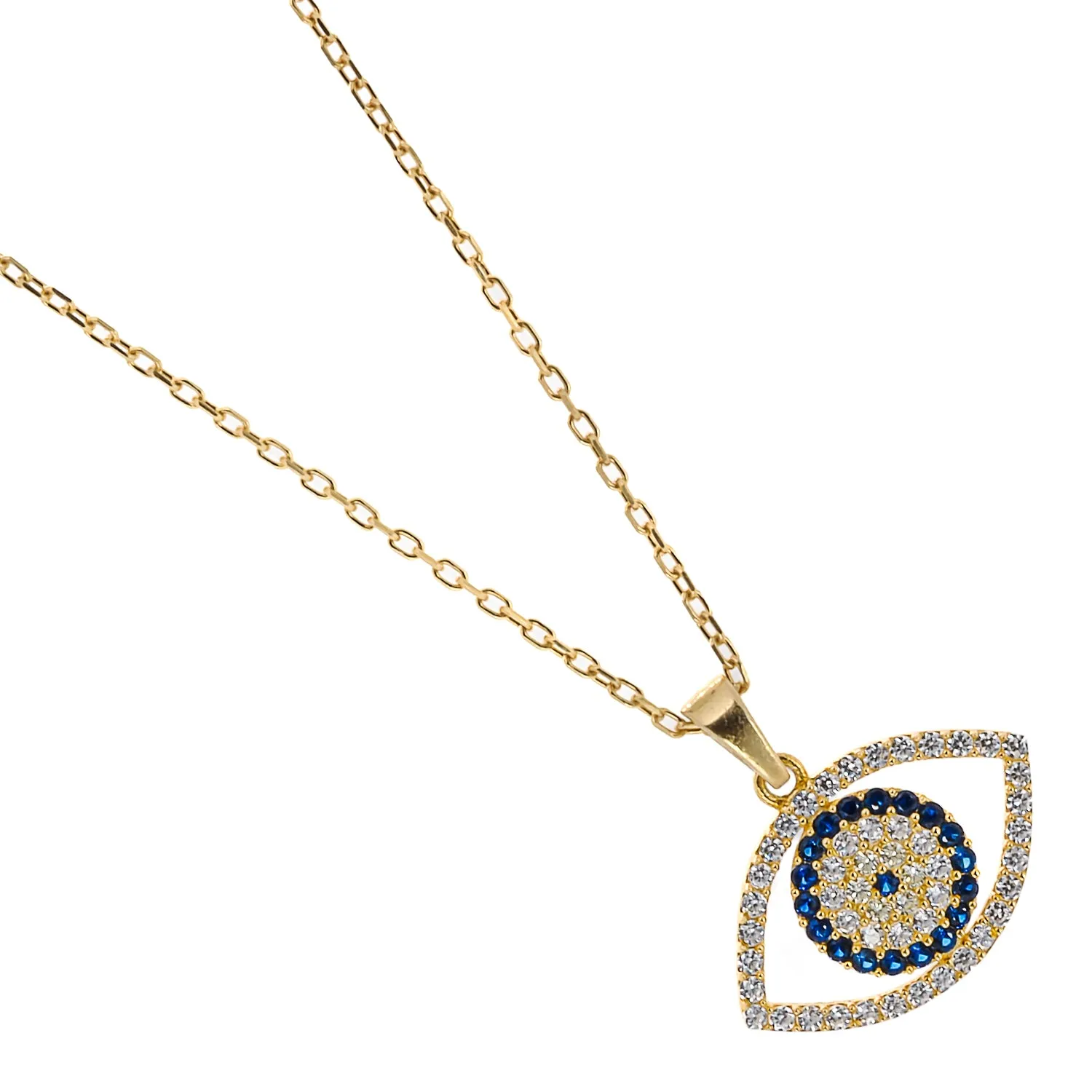 Sparkly Gaze Evil Eye Gold Chain Necklace