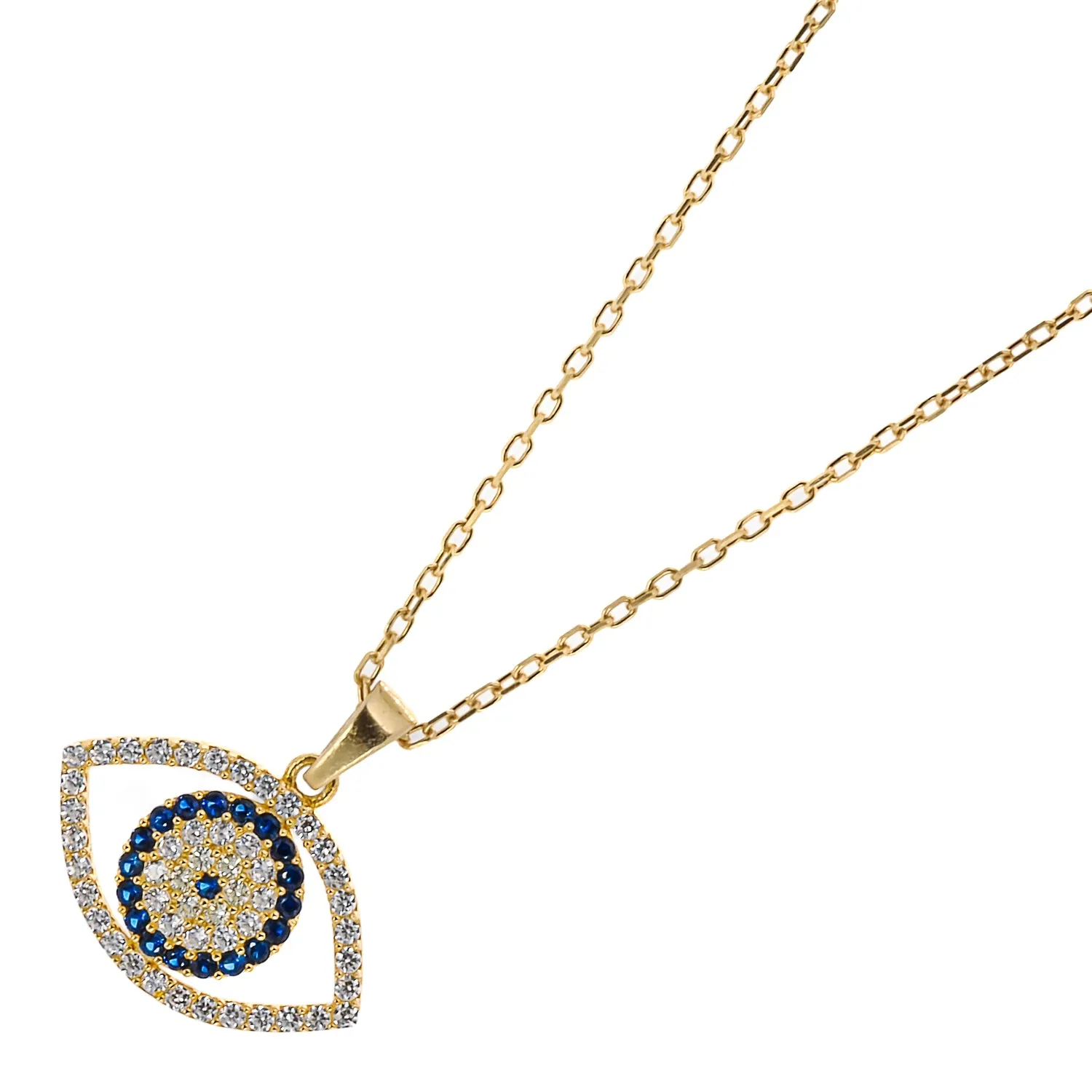 Sparkly Gaze Evil Eye Gold Chain Necklace
