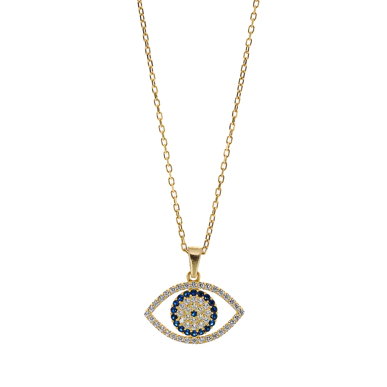 Sparkly Gaze Evil Eye Gold Chain Necklace