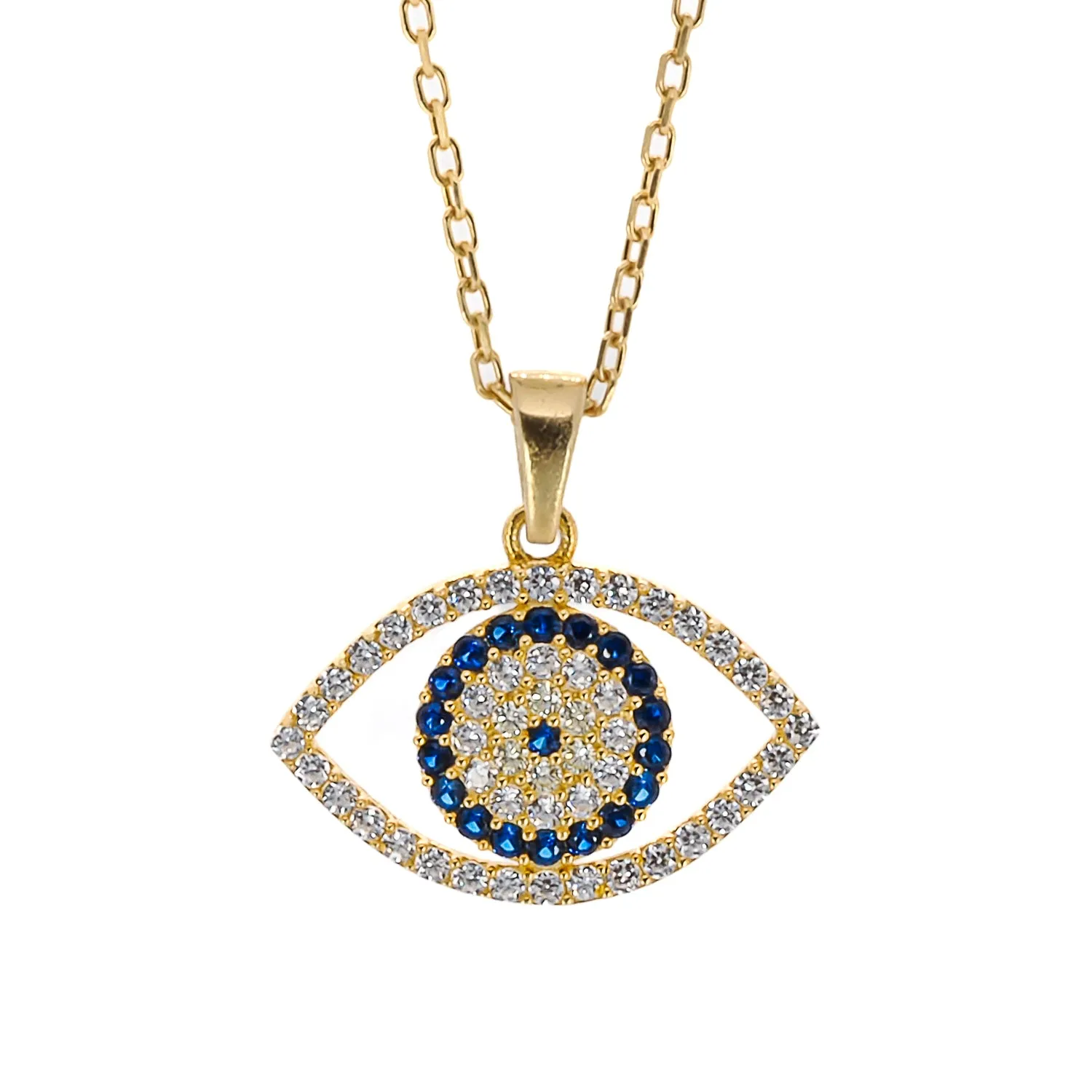 Sparkly Gaze Evil Eye Gold Chain Necklace
