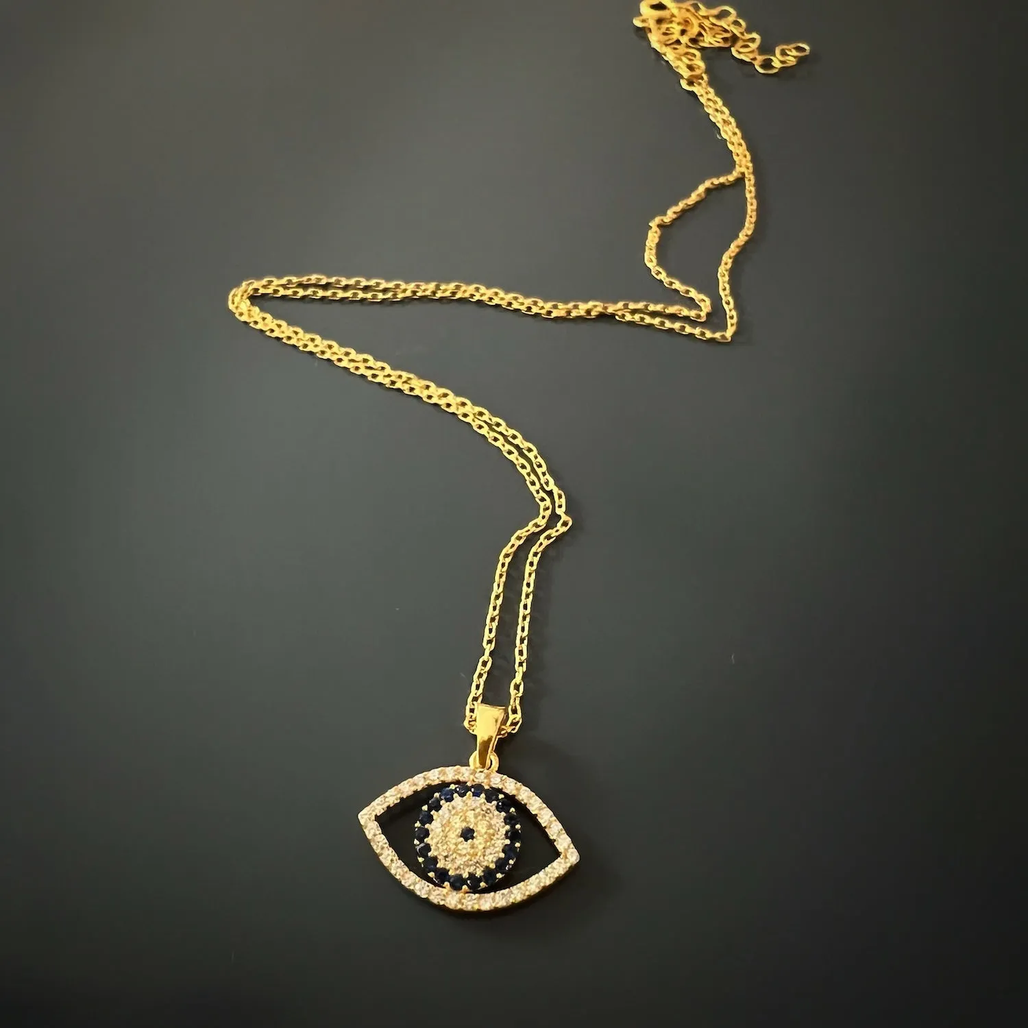 Sparkly Gaze Evil Eye Gold Chain Necklace