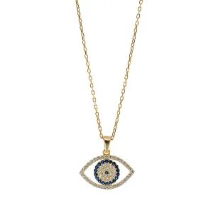 Sparkly Gaze Evil Eye Gold Chain Necklace