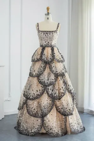 Sparkly Sequin Tiered Ruffles Elegant Women Party Formal Dresses APP0947