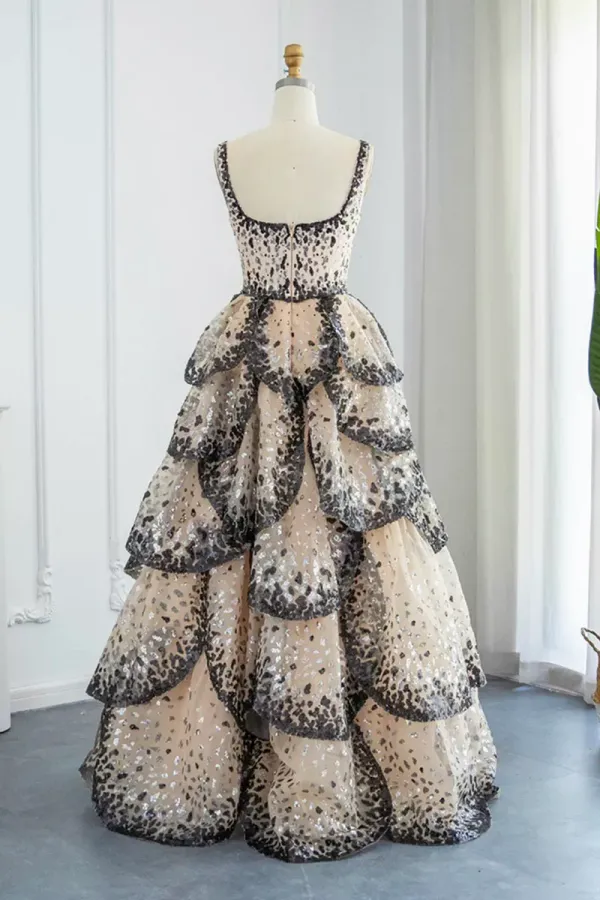 Sparkly Sequin Tiered Ruffles Elegant Women Party Formal Dresses APP0947
