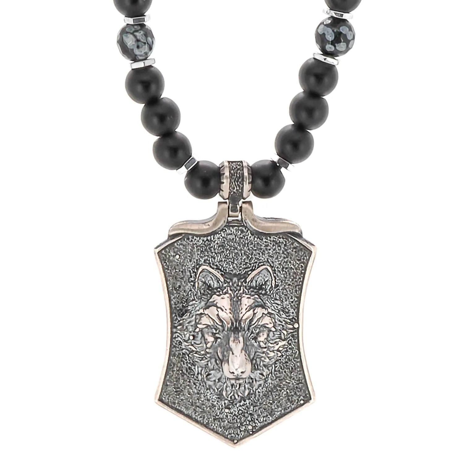 Spirit Onyx Wolf Beaded Necklace