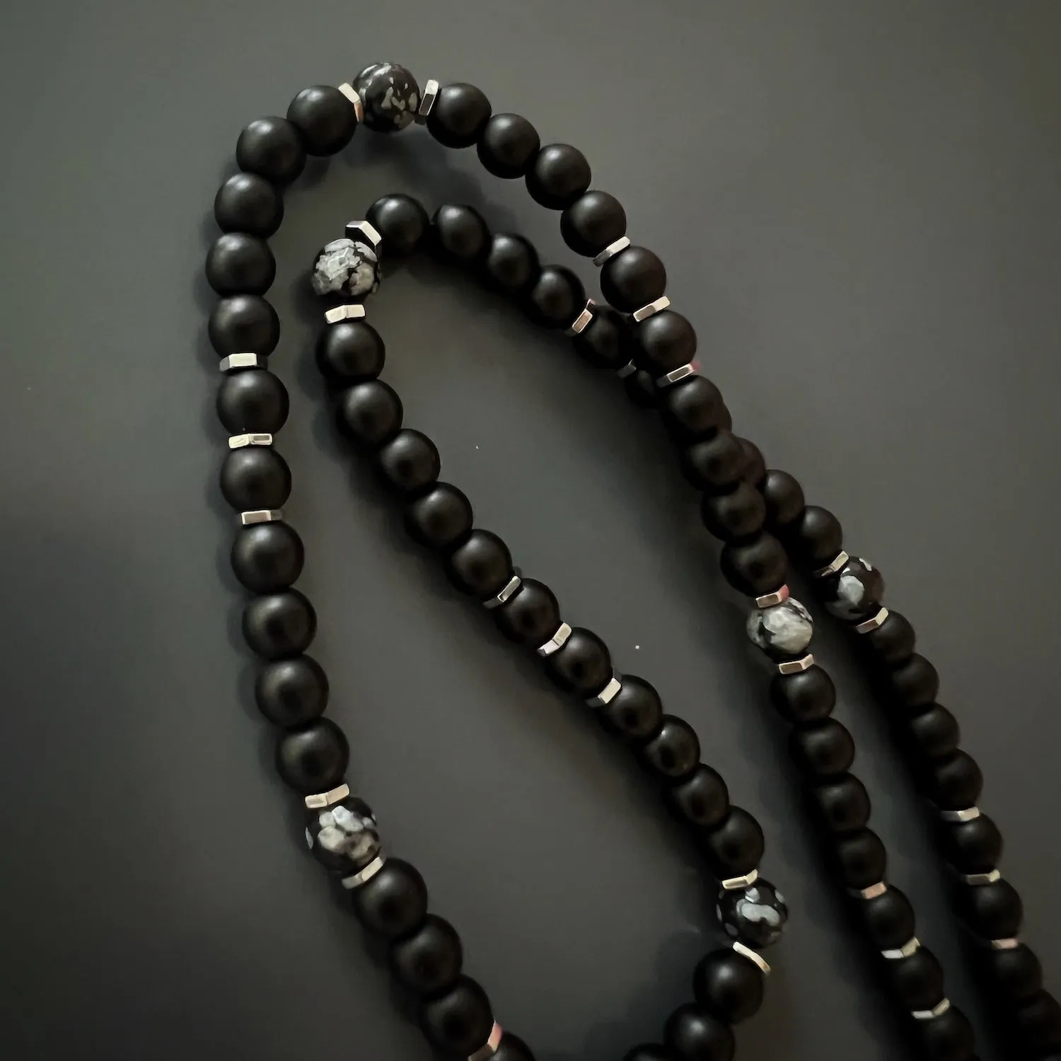 Spirit Onyx Wolf Beaded Necklace