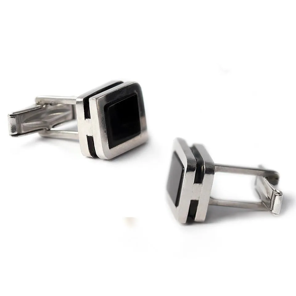 Square twins - Onyx suit cufflinks