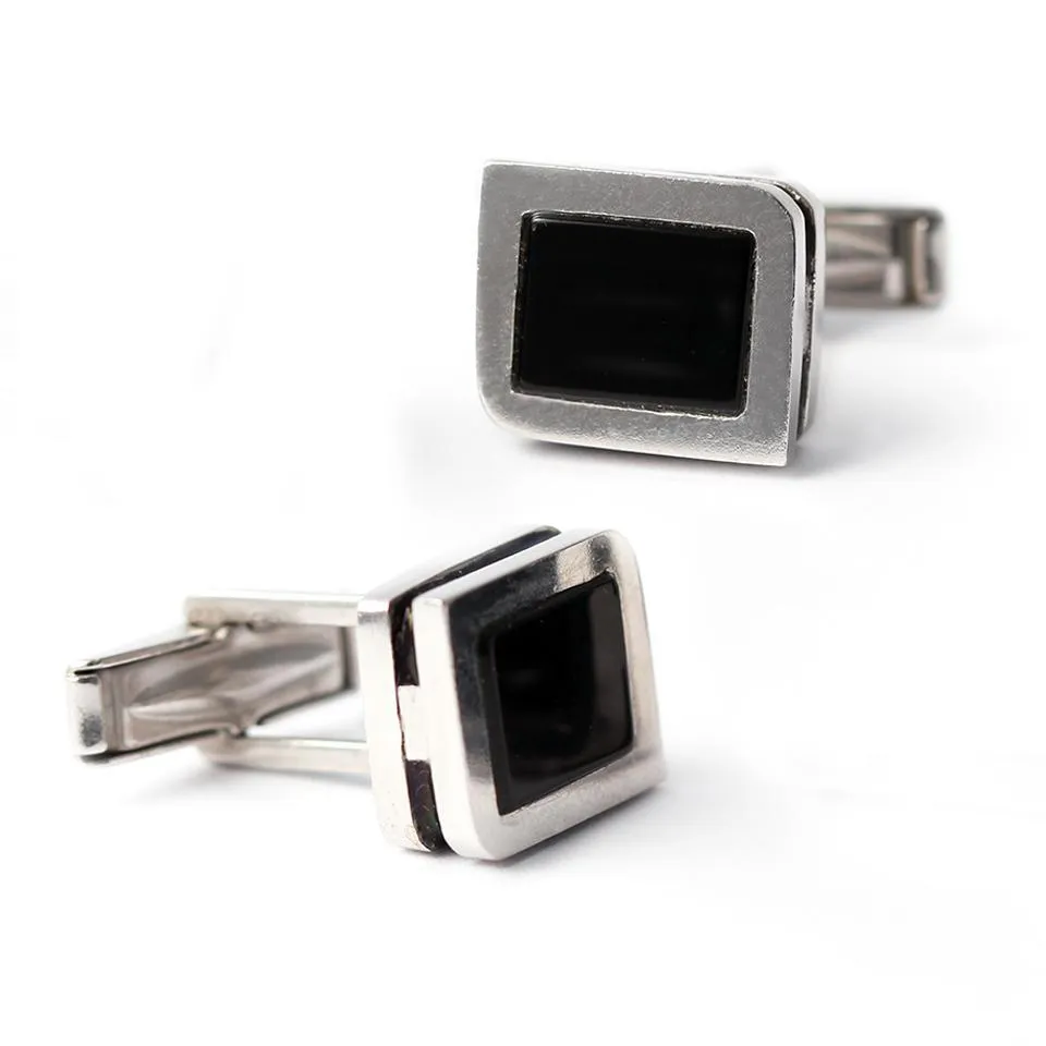 Square twins - Onyx suit cufflinks