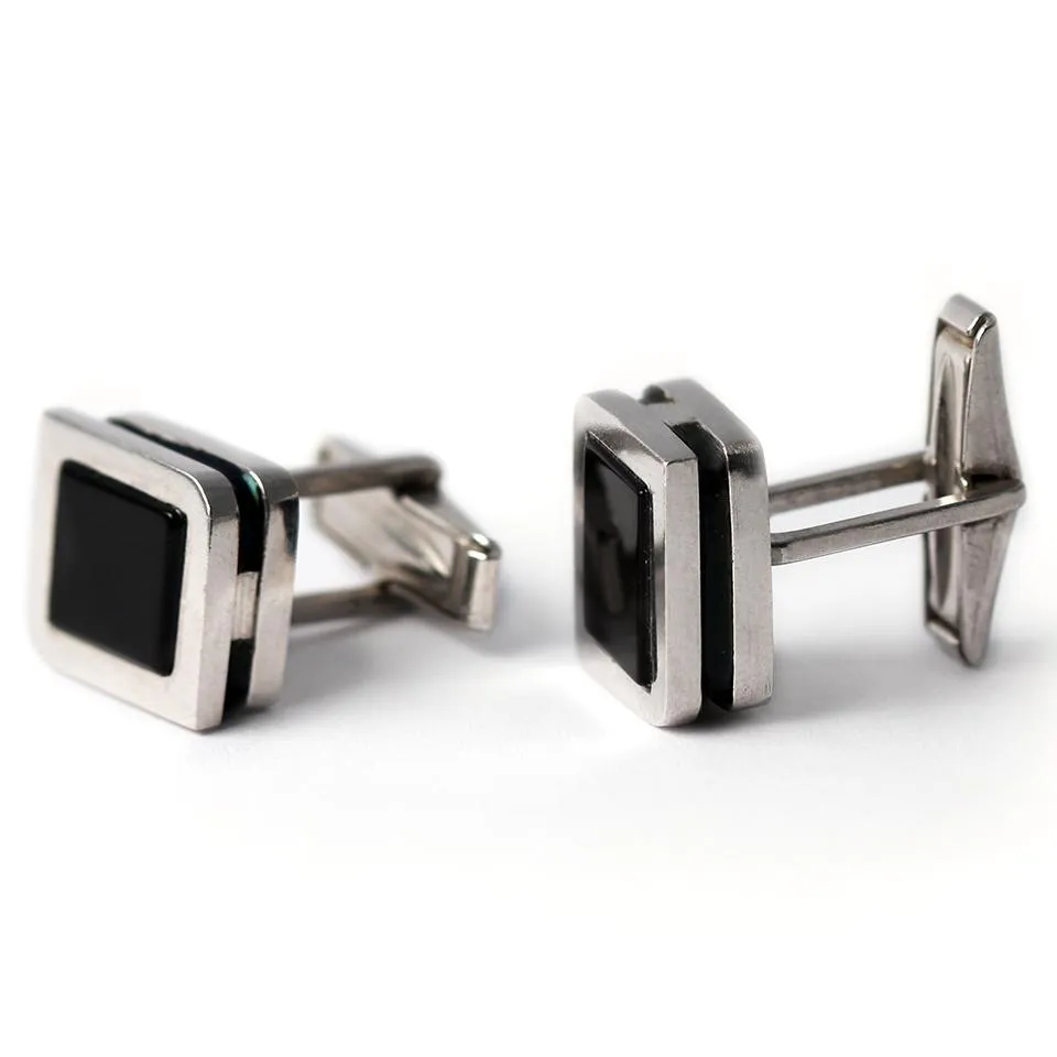 Square twins - Onyx suit cufflinks