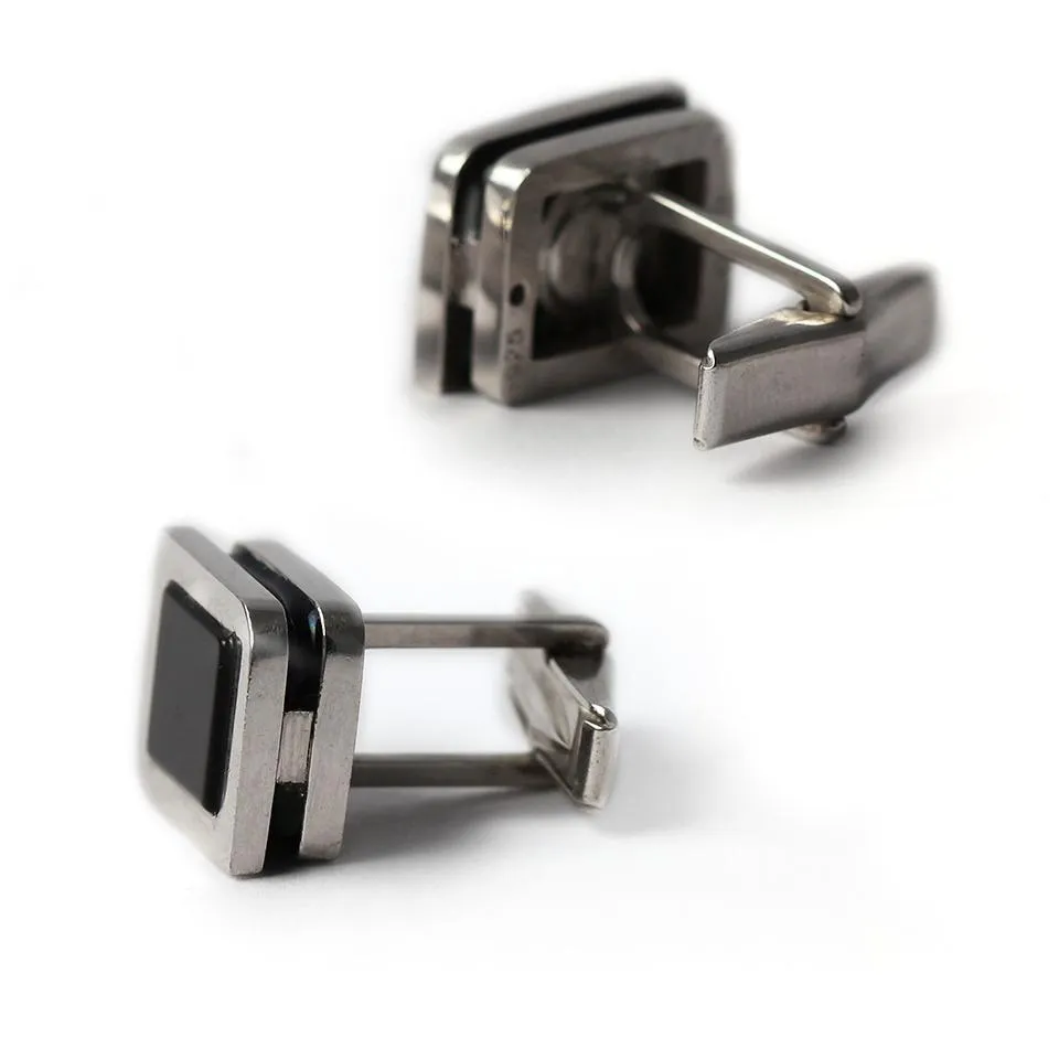 Square twins - Onyx suit cufflinks