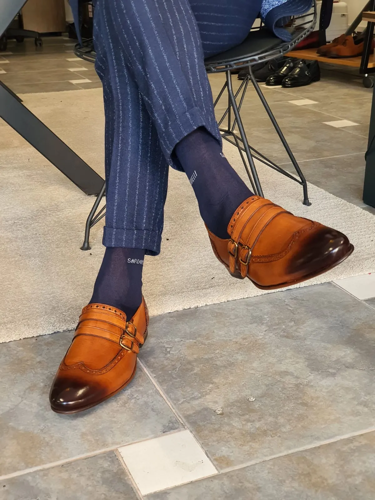 Stefano Tan Buckle Wingtip Loafers - Sophisticated Leather Footwear