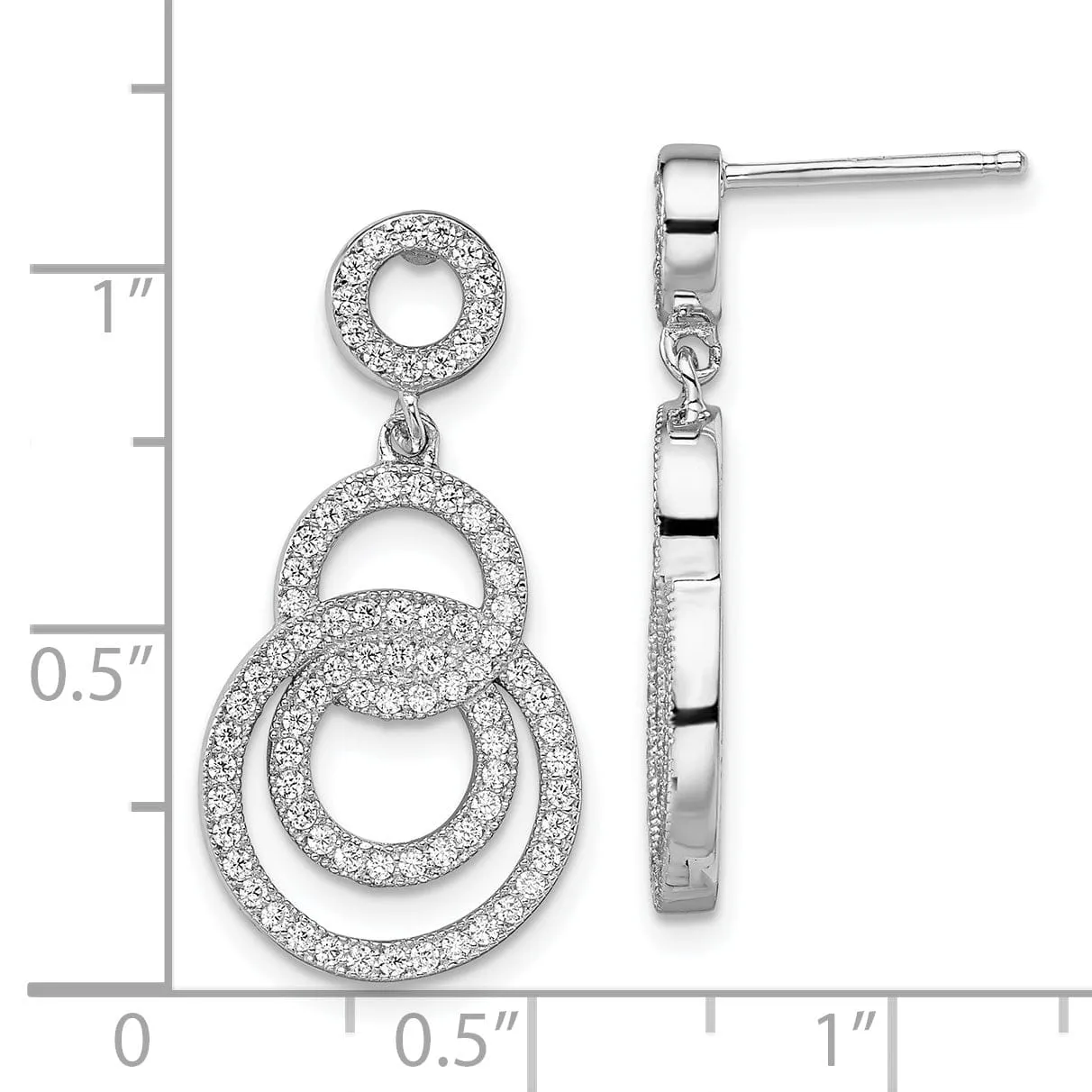 Sterling Silver Cubic Zirconia Circle Earrings