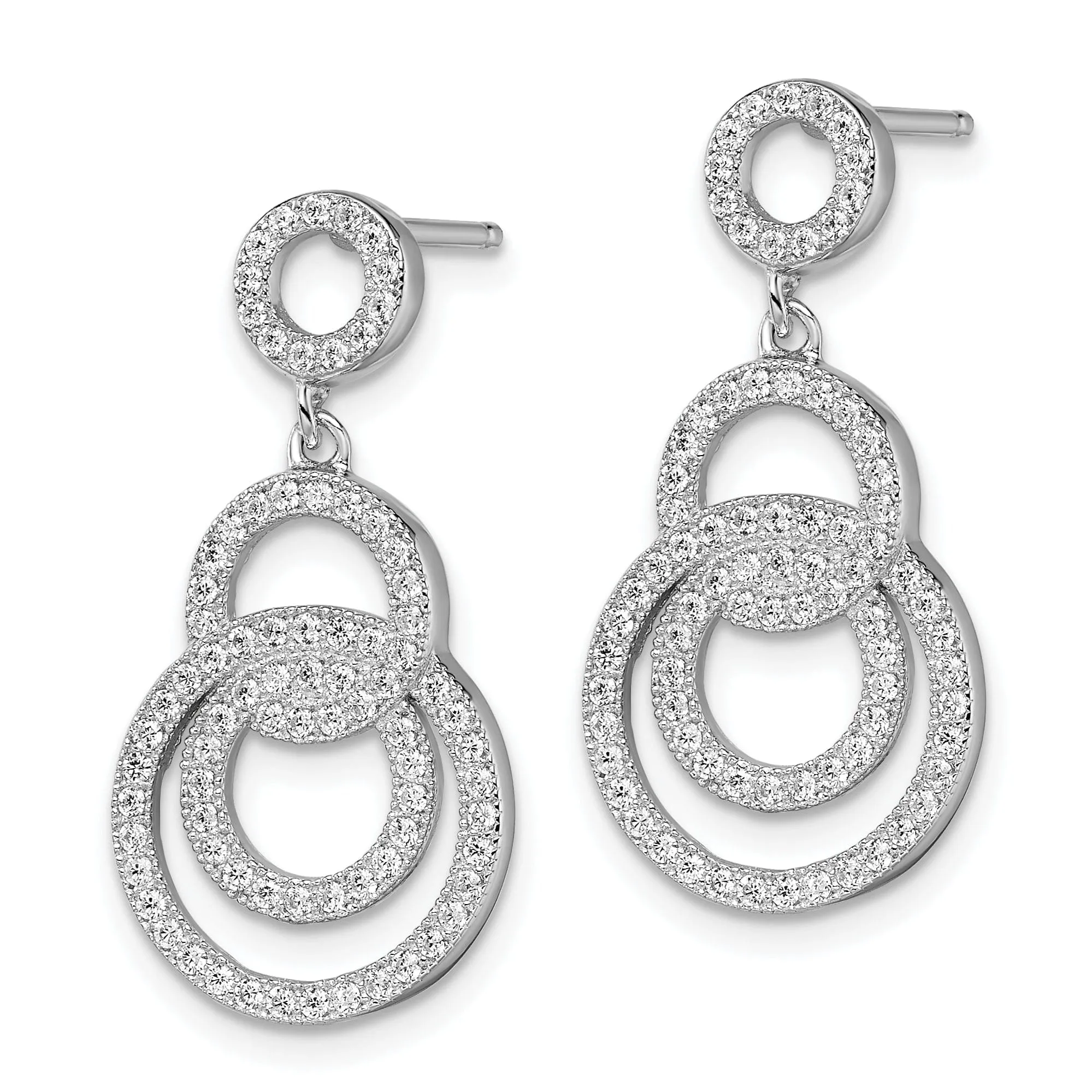 Sterling Silver Cubic Zirconia Circle Earrings